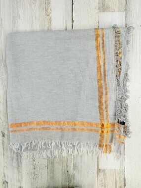 INOUITOOSH Scarf Shawl Wrap Gray Gold Cotton Inoui Editions